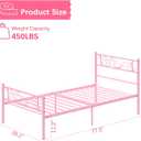 Weehom Twin Bed Frames Metal Platform Heavy Duty Steel Slat Under Bed Storage for Kids Pink