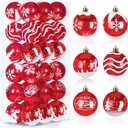 Joiedomi 36 Pcs Red Christmas Ball Ornaments Set, 2.3" Christmas Painting & Glittering Tree Hanging Decoration, Xmas Shatterproof Indoor Decoration for Tree Wreath Holidays Party Supplies