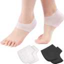 2 Pairs Silicone Heel Protectors for Shoes Slim Gel Heel Sleeves for Blister Prevention, Cracked Heels & Daily Comfort, Men & Women (White+Black)