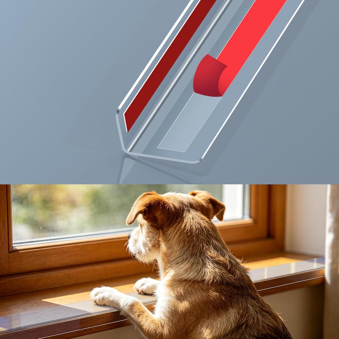 MONOID Heavy-Duty Window Sill Protector - Residue-Free Pet Guard for Dogs & Cats, Scratch & Chew Resistant Clear Shield, Easy Peel & Stick, 29.5" x 2.25" Cat Scratching Pads