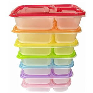 WEEK NINE Bento Lunch Boxes - Reusable 3-Compartment Food Containers for School, Work, and Travel, Set of 7