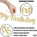 KatchOn, Glitter Gold Happy Birthday Banner - Pre-Strung 10 Feet, Happy Birthday Sign for Women Men Boys and Girls Gold Birthday Decorations