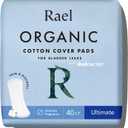 Rael Incontinence Pads for Women, Organic Cotton Cover, Postpartum Essential, Heavy Absorbency, Bladder Control, 4-Layer Core with Leak Guard Technology, Long Length (Ultimate, 40 Count) (40 Count (Pack of 1))