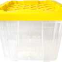 Edge Plastics 5 Gallon Tough Tote, Clear Base with Yellow Lid, 5-Pack