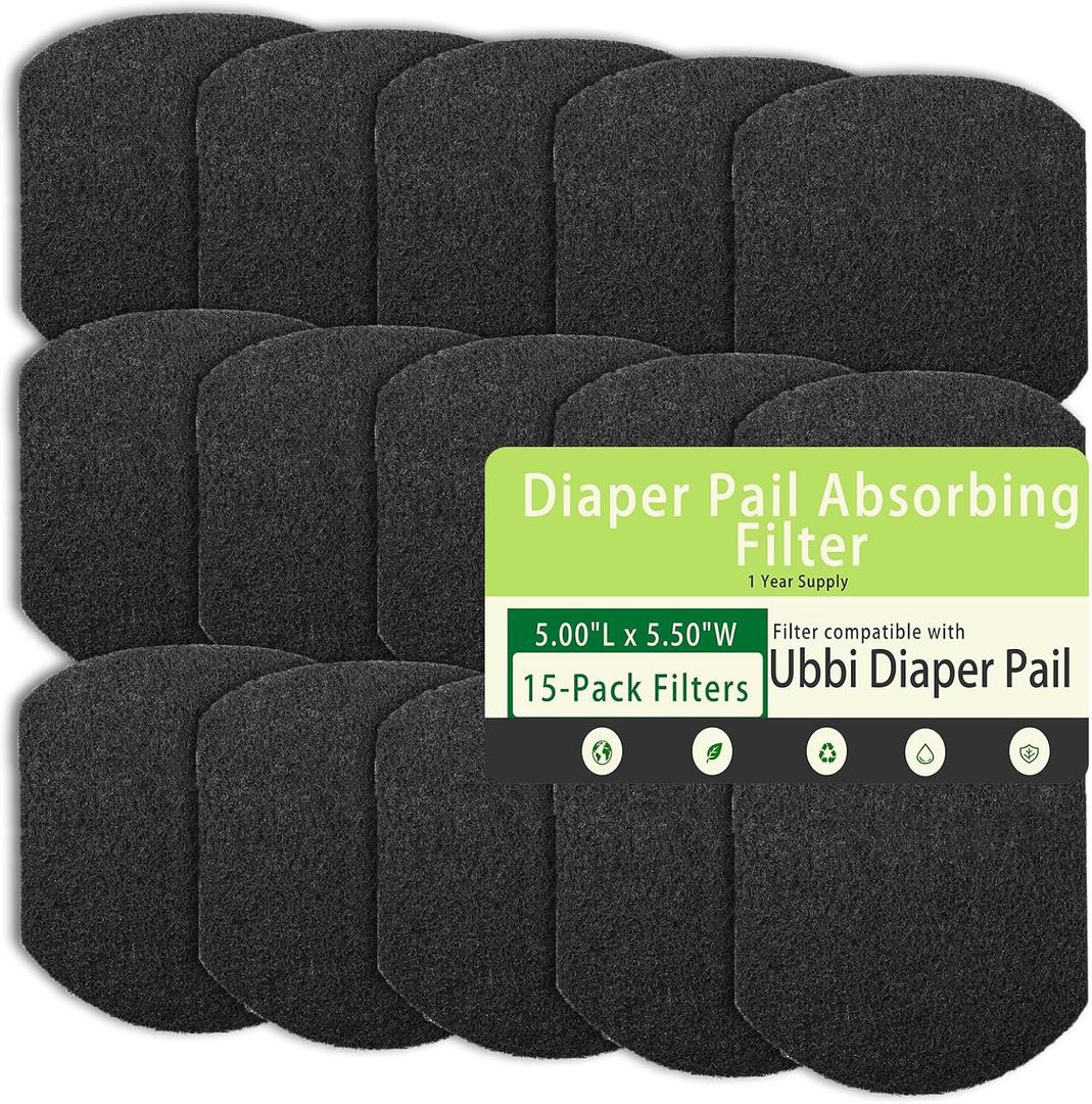 15 Pack Activated Carbon Filters for Ubbi Diaper Pail,Filter Odor Eliminator,Odor Absorber Carbon Filter Compatible with Ubbi Diaper Pail,Keep Air Clean And Fresh