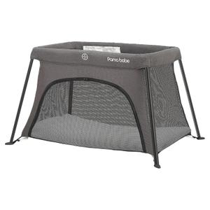 Pamo Babe Travel Crib - Lightweight Baby Playard with Zip Door, Carry Bag for Airplane - Easy to Carry (Grey)