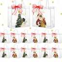 Motipuns 24 Pcs Christmas Clear PVC Gift Bags with Handles and Ribbon African American Black Santa Claus Party Favor Reusable Plastic Candy Treat Tote Bags for Merry New year Xmas Birthday Supplies