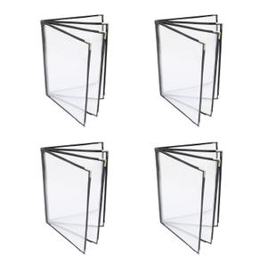 4PCS Menu Covers, Menu Covers 8.5 X 11 Inch, Menu Holder 4 Page 8 View, Restaurant Menu Covers Fits A4 Size Paper, Morning Menu Homeschool, Menu Book(Black)