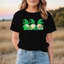 Womens St Patricks Day Shirt Lucky Shamrock Paddy's Day T-Shirt Irish Clover Tee Tops (Medium, Black)