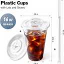 100-Pack 16 oz Cups with Lids and Straws, Disposable Plastic Cups with Lids - BPA-free, Perfect for Iced Coffee, Frappes, Milkshakes & Juice, Ideal for Home, Office & Parties 