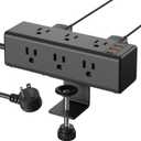 CCCEI Desk Clamp Power Strip with 9 Outlets, Desktop Edge Mount Surge Protector with USB-A and 45W USB-C Ports, Widely Spaced Desk Outlet Fast Charging Station, 4 FT Flat Plug, Fit 1.6 inch Table.