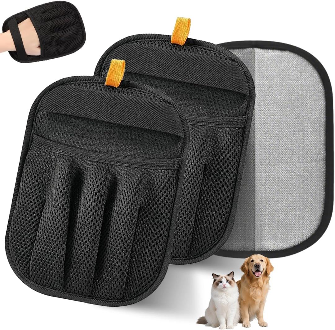 Bumilily 2 Packs Electrostatic Pet Hair Remover Glove for Dogs and Cats  Reusable Brush Pet Hair Removal Glove for Furniture, Car Interiors, Bedding & Clothing