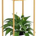 OVICAR Plant Stand Indoor Outdoor - Flower Pot Holder Metal Plant Rack Organizer, 2 Tiers Tall Plant Display Storage Shelf Table For Home Garden Patio Bathroom Office Living Room Balcony Corner (Gold)