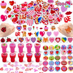 JOYIN 700+ Pcs Valentines Day Party Favor Supplies Craft Set, Foam Stickers for Kid, Tattoos, Stampers & Stickers for Decorations, Photo Props, School Classroom Holiday Exchange Game Prizes, Art Craft