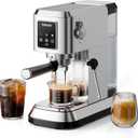 topzee Espresso Machine 20 Bar, Compact Coffee Maker with Milk Frother & Cold Brew Function, 52oz Removable Water Tank, Stainless Steel Cappuccino, Latte Maker, Silver