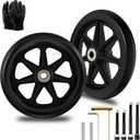 2Pcs 6 Inch Replacement Wheelchair Wheels for Walkers - Environmentally Friendly Rubber Material, Wear-Resistant PU Tires, Anti-Slip, and Durable ABS Wheel Hub (6IN Narrow 2Pcs)