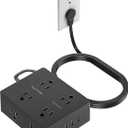 Surge Protector Power Strip, Olcorife Ultra Thin Flat Plug Extension Cord 5ft, 8 Outlets 4 USB Ports(1 USB C), Flat Wall Plug Outlet Extender, College Dorm Room Essentials, Black (5 FT)