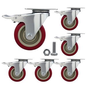 6 x 6 Pcs 4 Inch Heavy Duty Casters, (6 casters Load Capacity 3300 lbs) Lockable Swivel Bearing Caster with Brakes for Workbenches, Shelves, Carts, Etc.