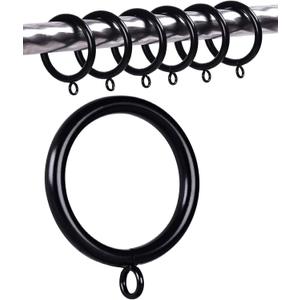 1.5-Inch Inner Diameter Metal Curtain Rings with Eyelets,Fits Up to 1 1/4-Inch Rod Wire Diameter 4.5mm (Black-48pcs)