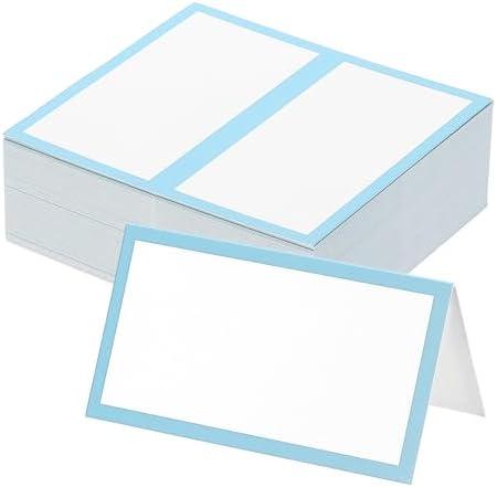 PATIKIL 100Pcs Table Place Cards, 3.5 x 2 Inches Blank Name Place Cards for Table Setting Wedding Reception Buffet, Light Blue