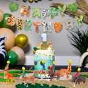 Leinuosen 21 Pcs Safari Animals Happy Birthday Party Decorations 10 Animal Figure Model Cake Topper 10 Mini Party Hat, 1 Happy Birthday Banner for Mini Animals Themed Decor