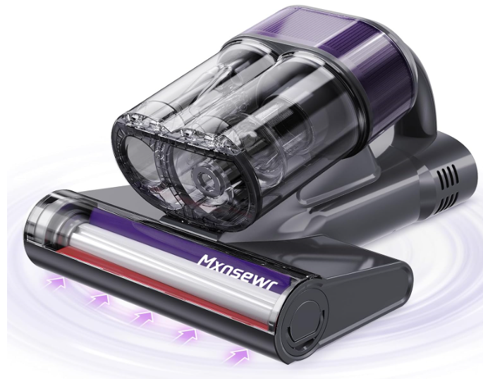 Mxnsewr Mattress Vacuum Cleaner, Ultrasonic Bed Vacuum Cleaner with 18Kpa Strong Suction, 150°F Heat & 253.7nm UVC Light, Intelligent Dual Cup, OneClick Dust Removal for Bed, Sofa, Pet Hair, White