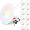 Recessed Lighting 6 Inch, 12 Pack 5CCT Flat LED Can Lights, 2700K/3000K/4000K/5000K/6500K Selectable,12W 1100LM Dimmable Retrofit Downlights Suitable for Kitchen, living room, bathroom