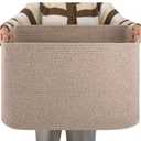 OIAHOMY XXLarge Rectangle Blanket Basket-96L, Cotton Woven Basket for Storage, Dirty Clothes Basket for Living Room, Nursery, Bedroom, Toy Organizing with Handle, 24" x 16" x 15",Brown variegated