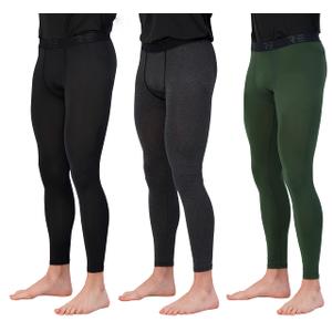 Real Essentials 3 Pack: Men's Active Compression Pants - Workout Base Layer Tights Running Leggings  - Set 7, S