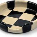 Verona Black Marble Spoon Rest for Stove Top, Checkered Kitchen Utensil Holder, Coffee Bar Accessory