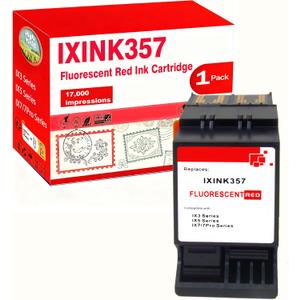 IXINK357 Compatible for IXINK357 Red Ink Cartridge for IX3 IX5 IX7 Pro Series IX-3 IX-5 IX-7 IX-7 Pro Mailing Systems Postage Meter IXINK357 Fluorescent Red Printer Ink Cartridge for Postage Machines