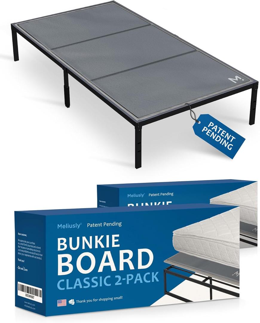 Meliusly Premium 10mm Bunkie Board Twin XL 2-Pack (38x79'') Patent Pending Low Profile Bed Board Design - Breathable, Noise Minimizing, Moisture Resistant Bunkieboards, Low Profile Bed Support