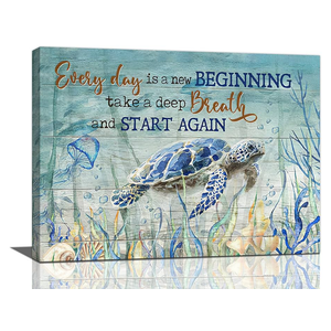 Shuweienphant Sea Turtle Wall Art Turtle Pictures Wall Decor Inspirational Quotes Canvas Painting Print Ocean Artwork Modern Home Decor Framed for Living room Bedroom Bathroom 16''X24