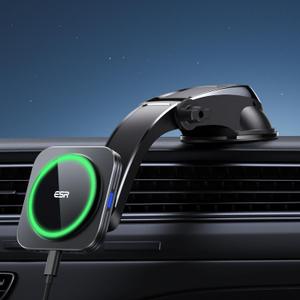 ESR for 15W MagSafe Car Mount Charger, 15W MagSafe Car Charger, Dashboard Magnetic Wireless Car Charger Mount, for iPhone 17e/17/16/15/14/13/12, Samsung Galaxy, Fast Charging, Car Accessories, Black