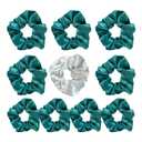 LADY&HOME Bridesmaids Scrunchies, 10 Packs, Hair Ties for Bridal Party, Bridal Shower, Bachelorette Party Favors, Blue and Green