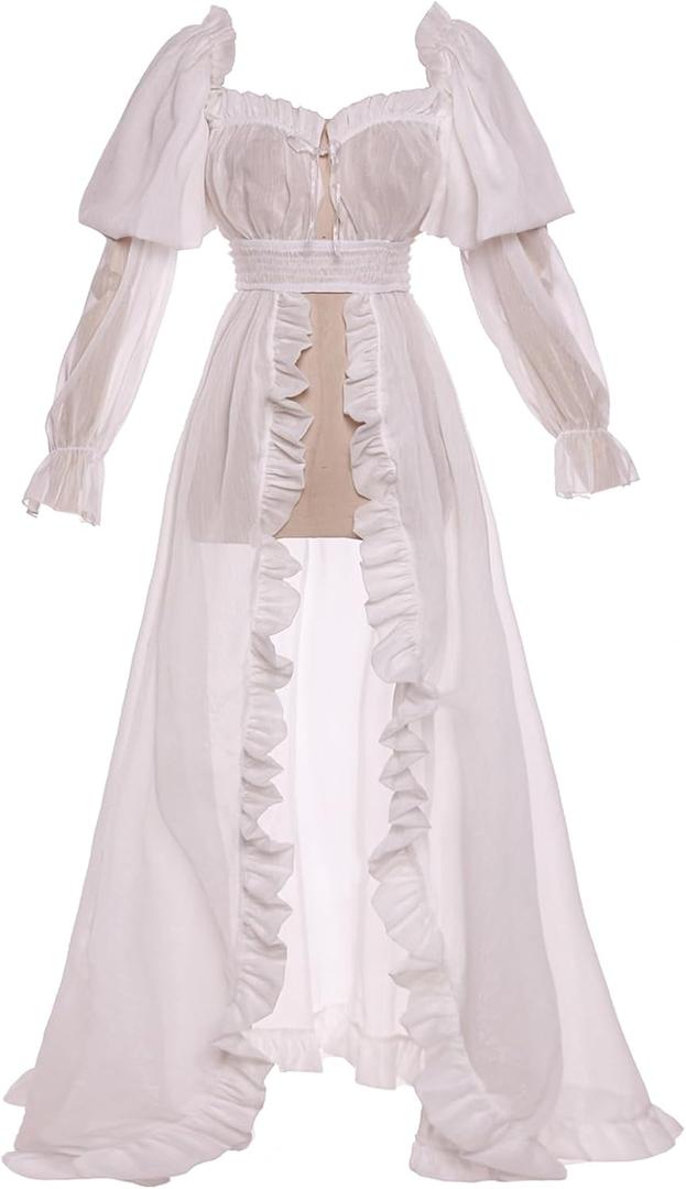 Vibsion Regency Over Dress Womens Jane Austen Costume Overdress (Large, White)