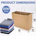 XPCARE 200Pack Large Paper Gift Bags with Handles Bulk,16x6x12 Inch Kraft Bag Packaging Brown Paper Bags for Birthday Party Boutiques Business Retail Stores Merchandise
