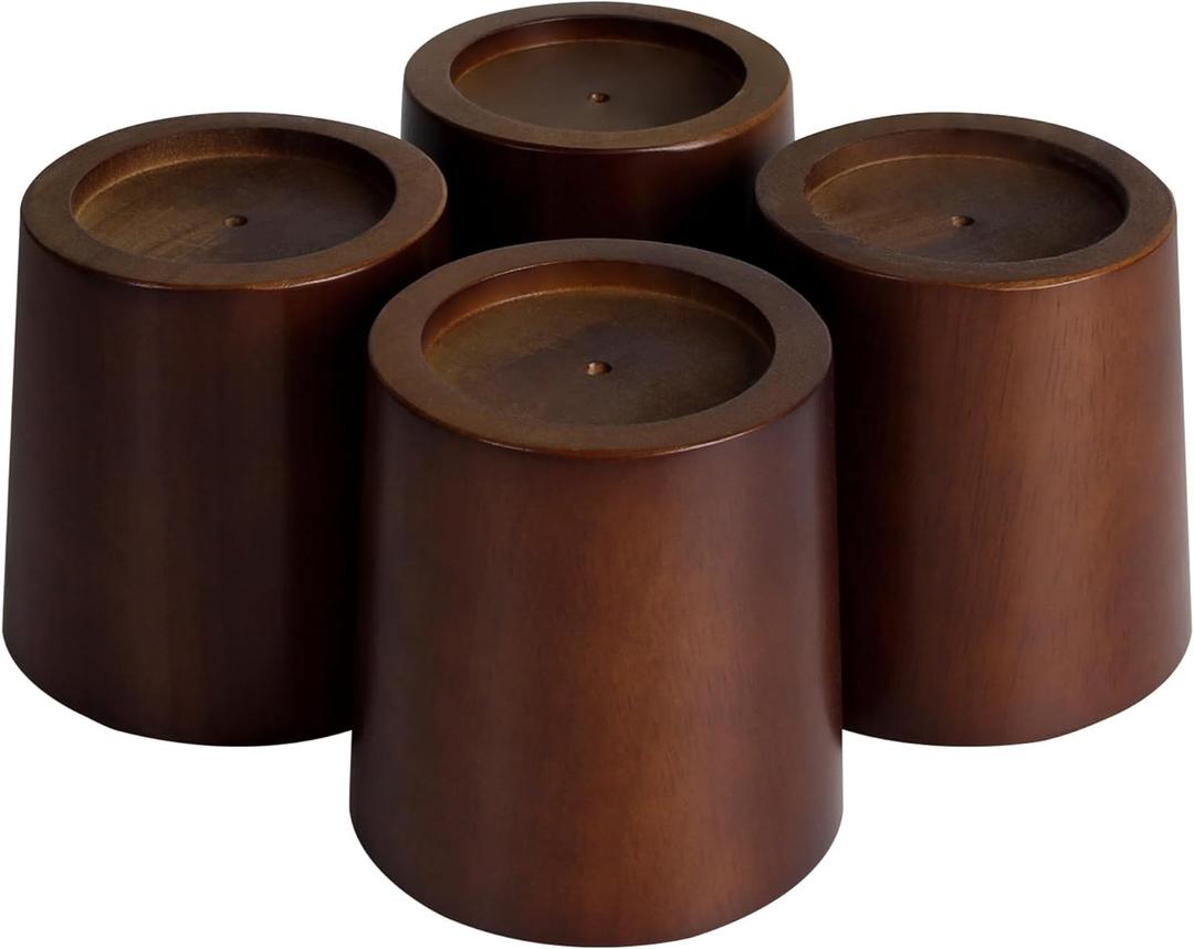 OneDream Wood Bed Furniture Risers Blocks - 4 inch Set of 4 Bed Risers, Heavy Duty Solid Wood Round Risers, Sofa Riser with Non-Slip Pad, Create Storage Space and Easy Cleaning for The Sweeper