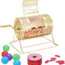 VEVOR Raffle Ticket Spinner - 12 x 8 Inch Raffle Drum Lottery Spinning Drawing, Brass Plated Raffle Tickets Roll Box with Wooden Turning Handle Holds 2500 Tickets or 100 Ping Pong Balls for Events