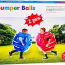 SUNSHINEMALL 2PC Sumo Balls, Inflatable Body Sumo Balls Bopper Toys for Kids 26" - Heavy Duty PVC Vinyl Suits for Grassland or Other Outdoors Play (2PC Blue+Pink 26inch)