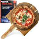 KitchenStar 14-Inch Acacia Wood Pizza Peel Large Wooden Cutting & Serving Board with Handle Natural Oil Finish Ideal Pizza Oven Accessory for Easy Sliding & Prep