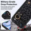 Compatible with iPhone 17 Air Case with Finger Hand Wrist Strap for Girls Women, Cute Leopard Cheetah Phone Case with Wristband Kickstand, Durable Silicone Protective Cover, Black Leopard