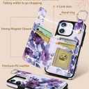Shorogyt for iPhone 11 Wallet Case, Purple Flower