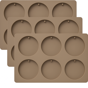 Patelai 3 Pcs Silicone Resin Wax Molds Christmas Wax Epoxy Casting Mold with Hanging Hole for DIY Jewelry Making Pendant Crafts Decor(Round)