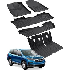 Floor Mats & Cargo Liner for Honda Pilot 2022 2021 2020 2019 2018 2017 2016, All Weather Floor Mats for Pilot 8 Seats, Trunk Mat with Backrest Mat for Pilot Accessories 2016-2022