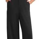 G4Free Sleeveless Overalls for Women Dressy Jumpsuits Wide Leg Pants Casual Jumpers Pockets Adjustable Straps Rompers(Black, S, Tall)