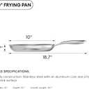 COOKER KING 10-Inch Stainless Steel Pan, Hybrid Nonstick Frying Pan, Skillet, 3-Ply Clad Cookware, Even Heat Distribution, Dishwasher & Oven Safe, with Stay-Cool Handle, Induction Compatible