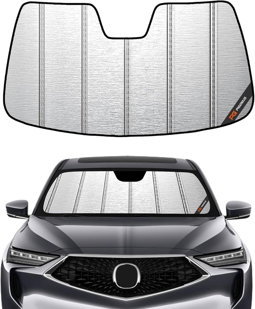 Pigenius Windshield Sunshade for Acura MDX 2022-2026, Metallic Silver Finish