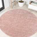 JONATHAN Y Haze Solid Low-Pile Pink 4' Round Indoor Area Rug, Coastal,Bohemian,Minimalist,Classic, Easy-Cleaning for Living Room,Bedroom,Kitchen,Pet Friendly,Non-Shedding (SEU100P-4R)
