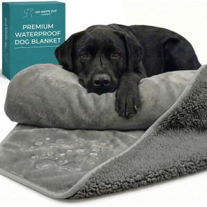 Waterproof Dog Blanket Washable Leakproof Large Dog Blanket for Couch & Sofa, Reversible - Gray Microfiber & Gray Sherpa Fleece, 40x47 Inches.
